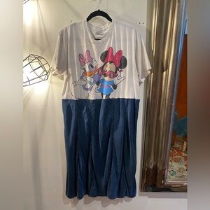 OOAK Upcycled chambray kick skirt Disney Character Graphic Dress